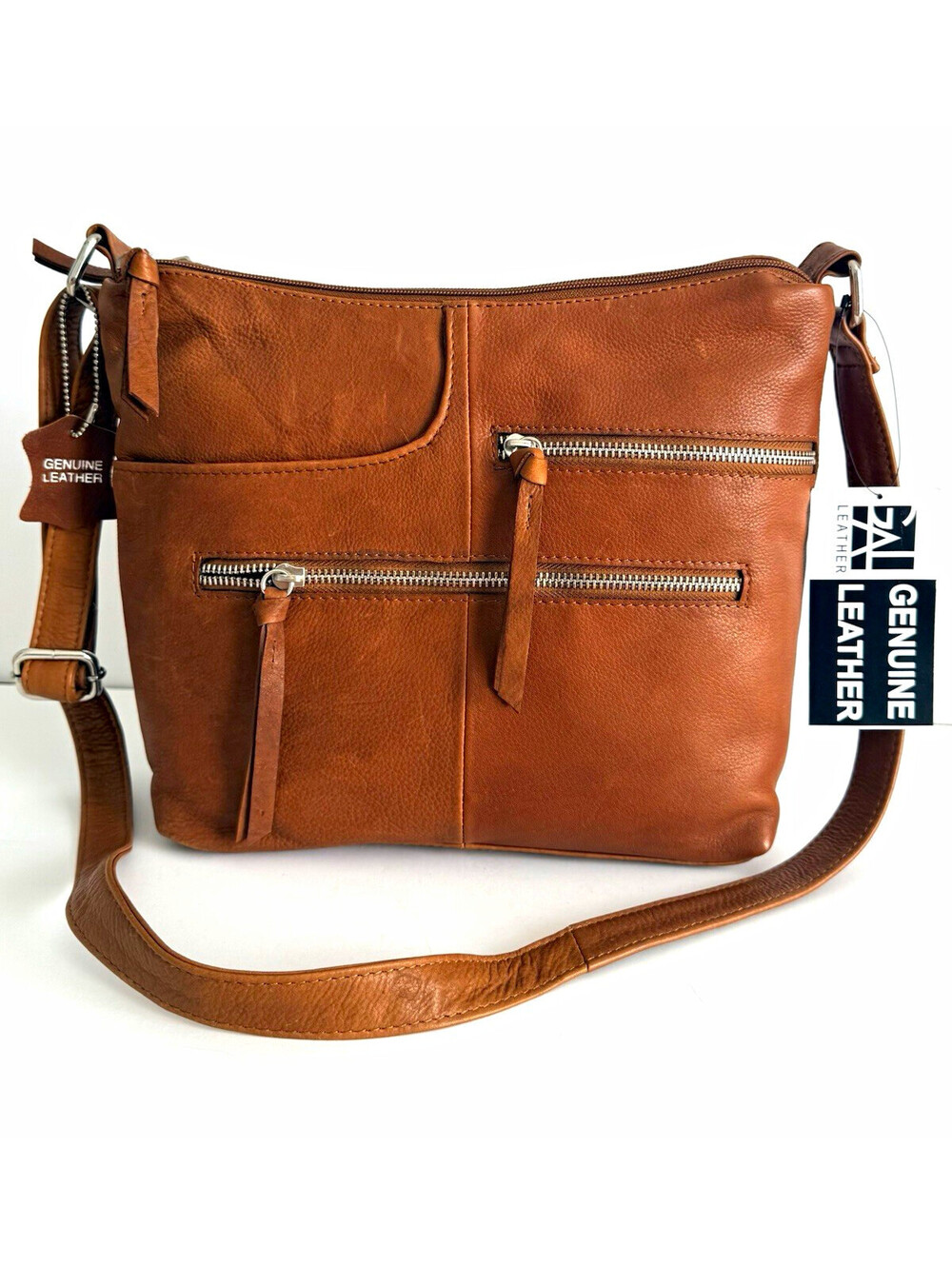 Great American Leatherworks Tan Genuine Leather Crossbody Bag NWT